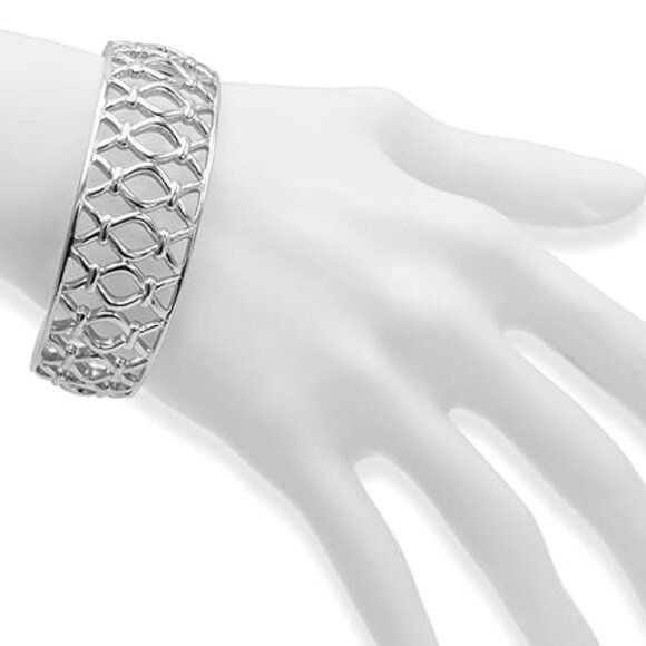 NWOT ARIVA LIVING IN FINE JEWELRY High Polish Sterling Silver Hinged Cuff - Picture 5 of 16